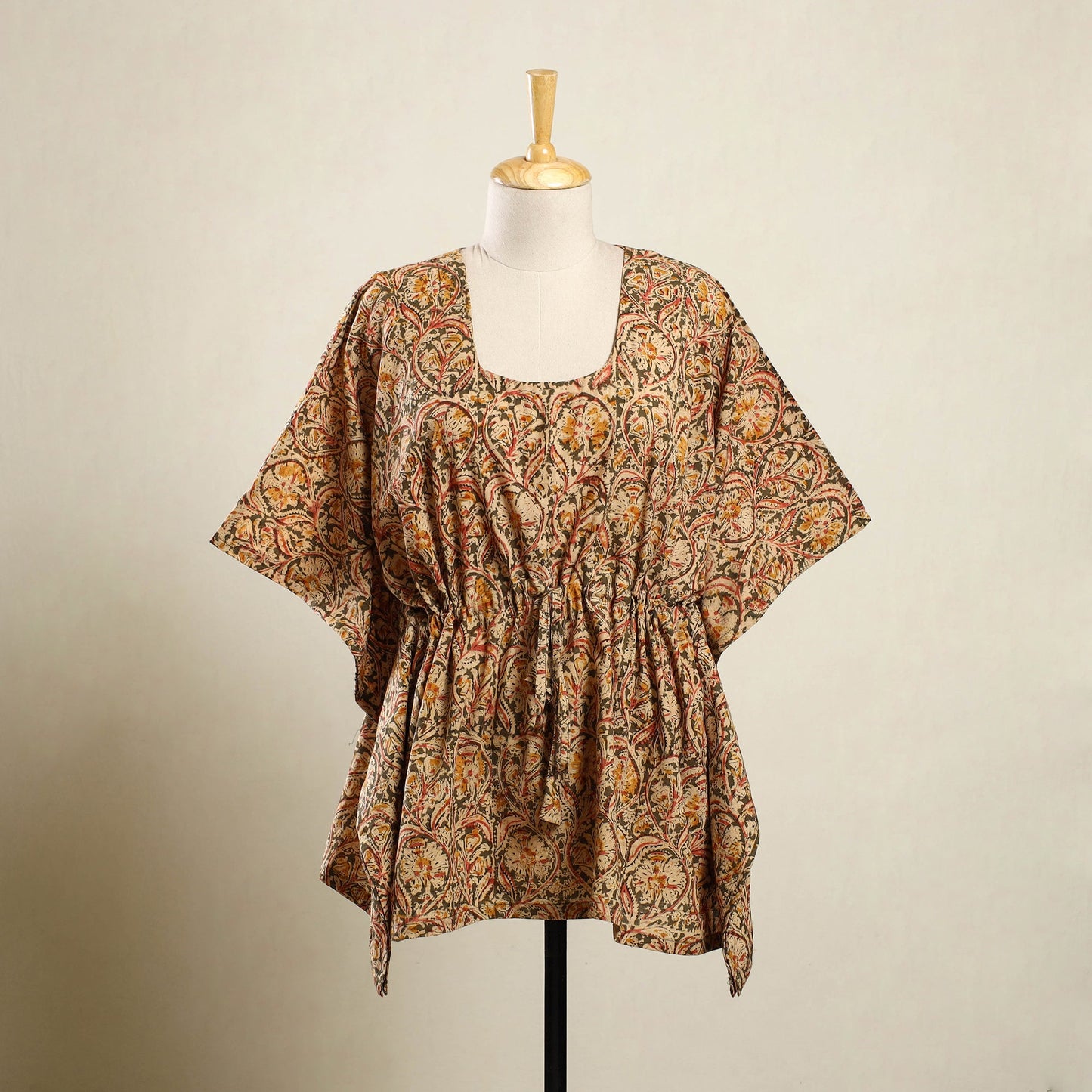 Multicolor Kalamkari Block Print Cotton Kaftan
