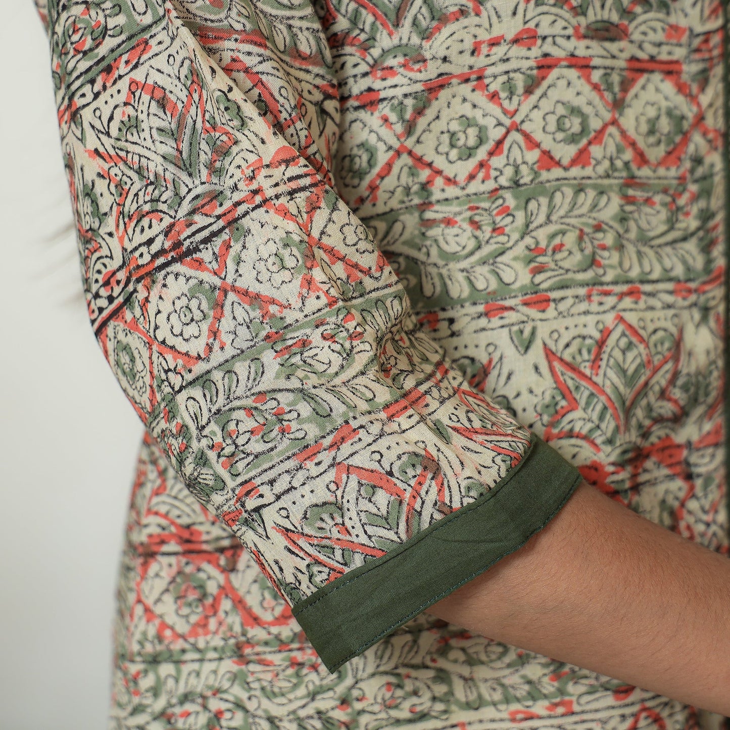 Kalamkari Hand Block Print Cotton A-Line Kurta For Women