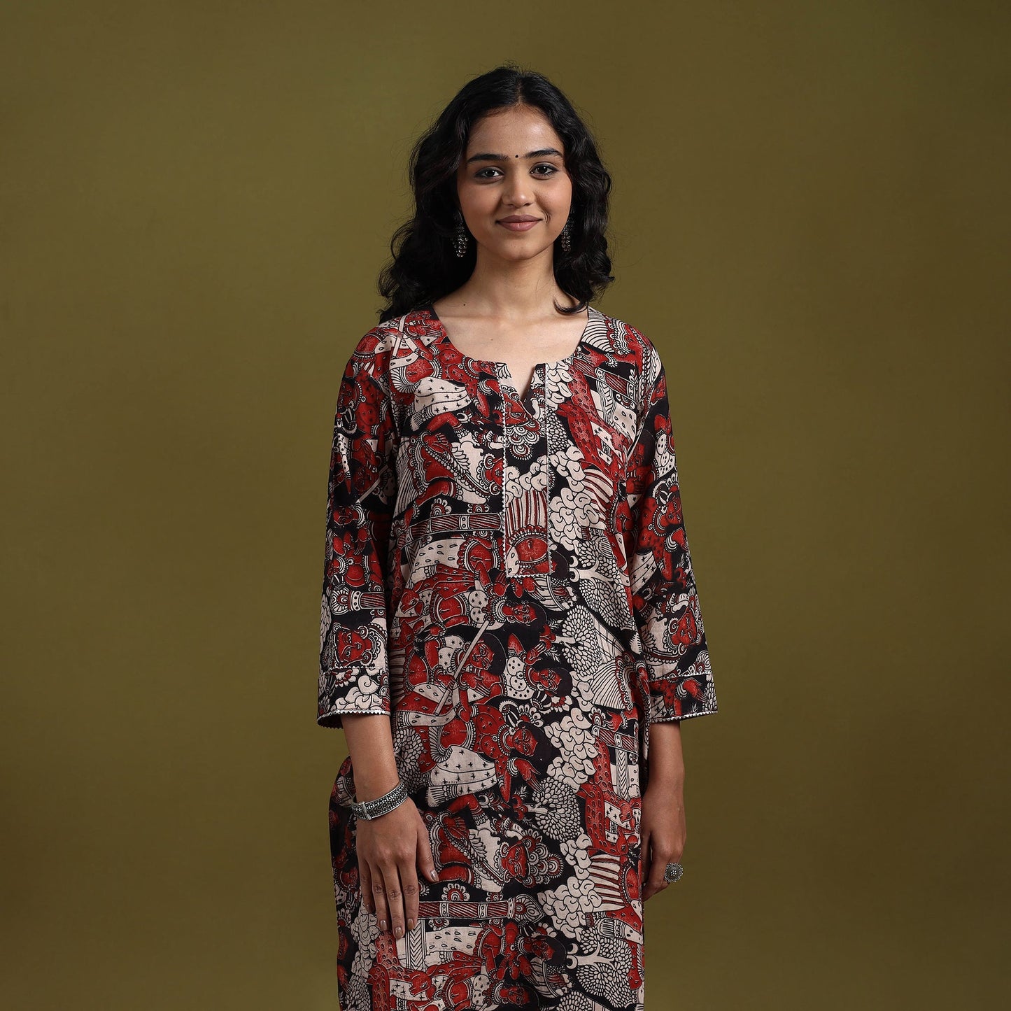 Kalamkari printed cotton 2pc kurta set for women 15