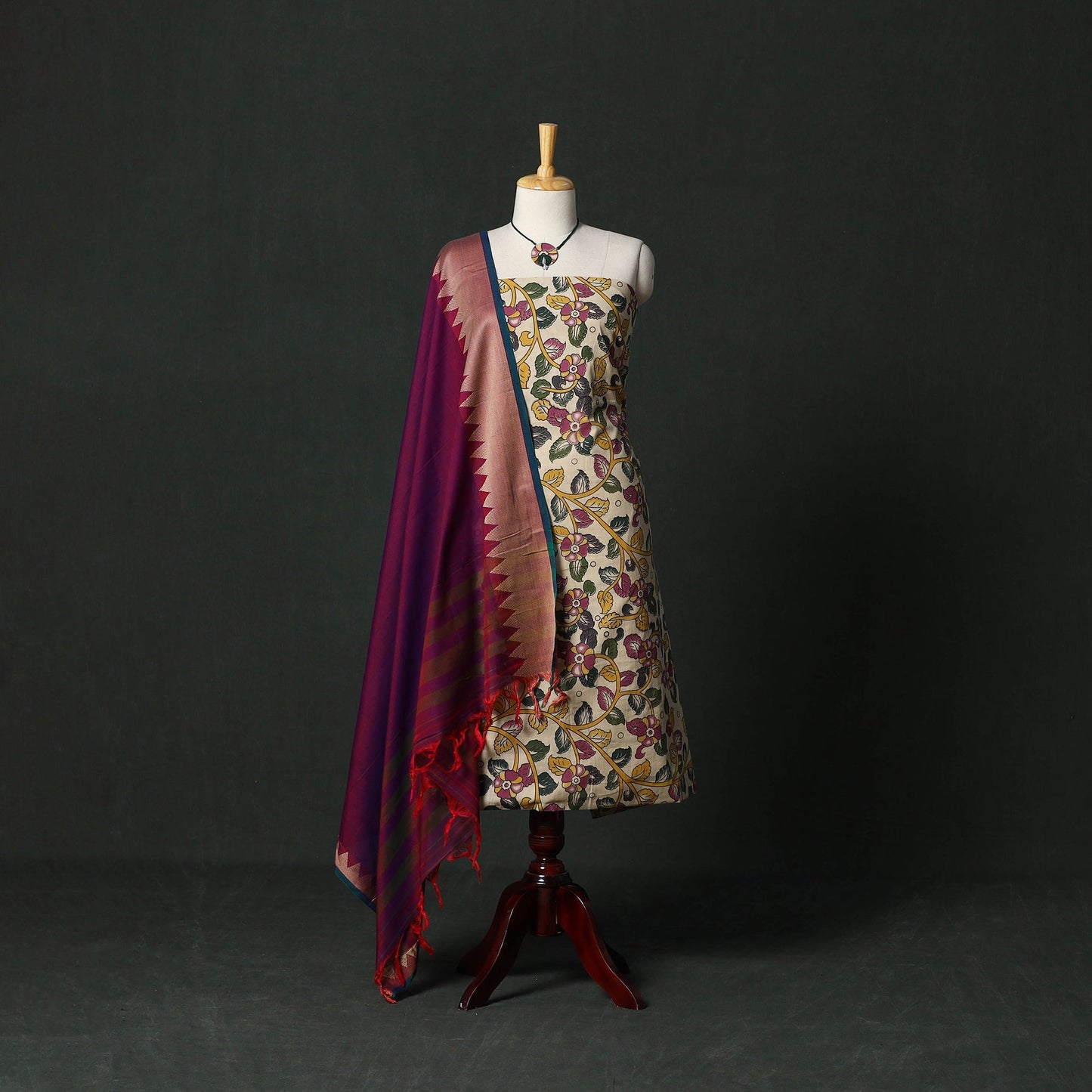 Kalamkari printed cotton 2pc unstitched dress material