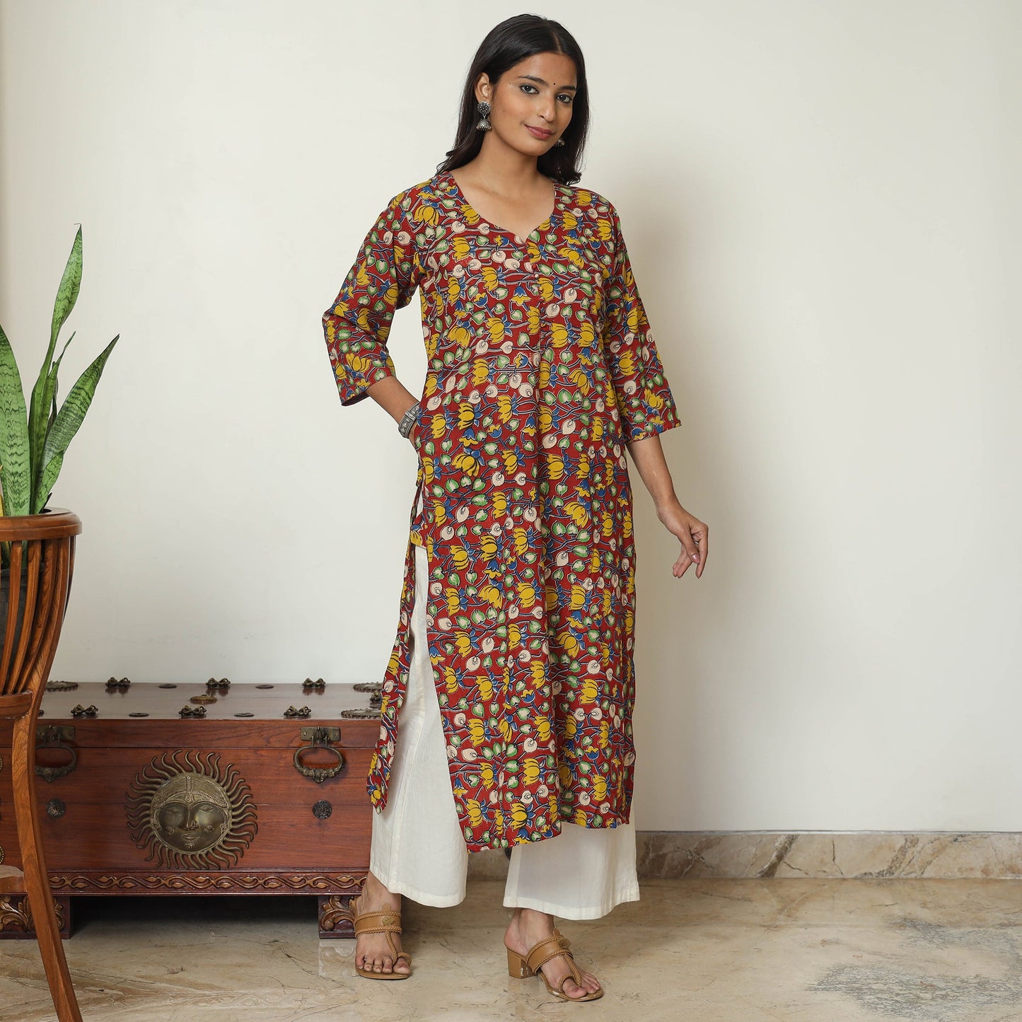 Multicolor - kalamkari printed cotton straight kurta 51