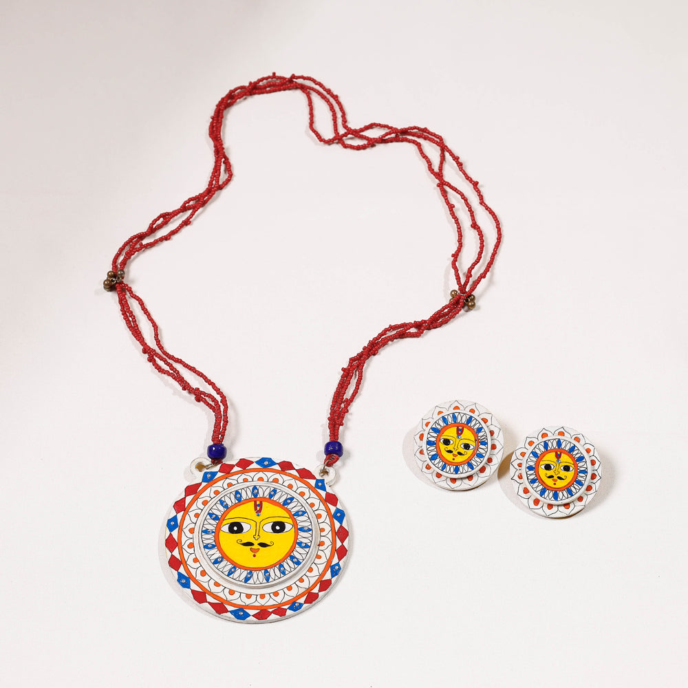 Madhubani Handpainted Wooden Necklace Set Online India