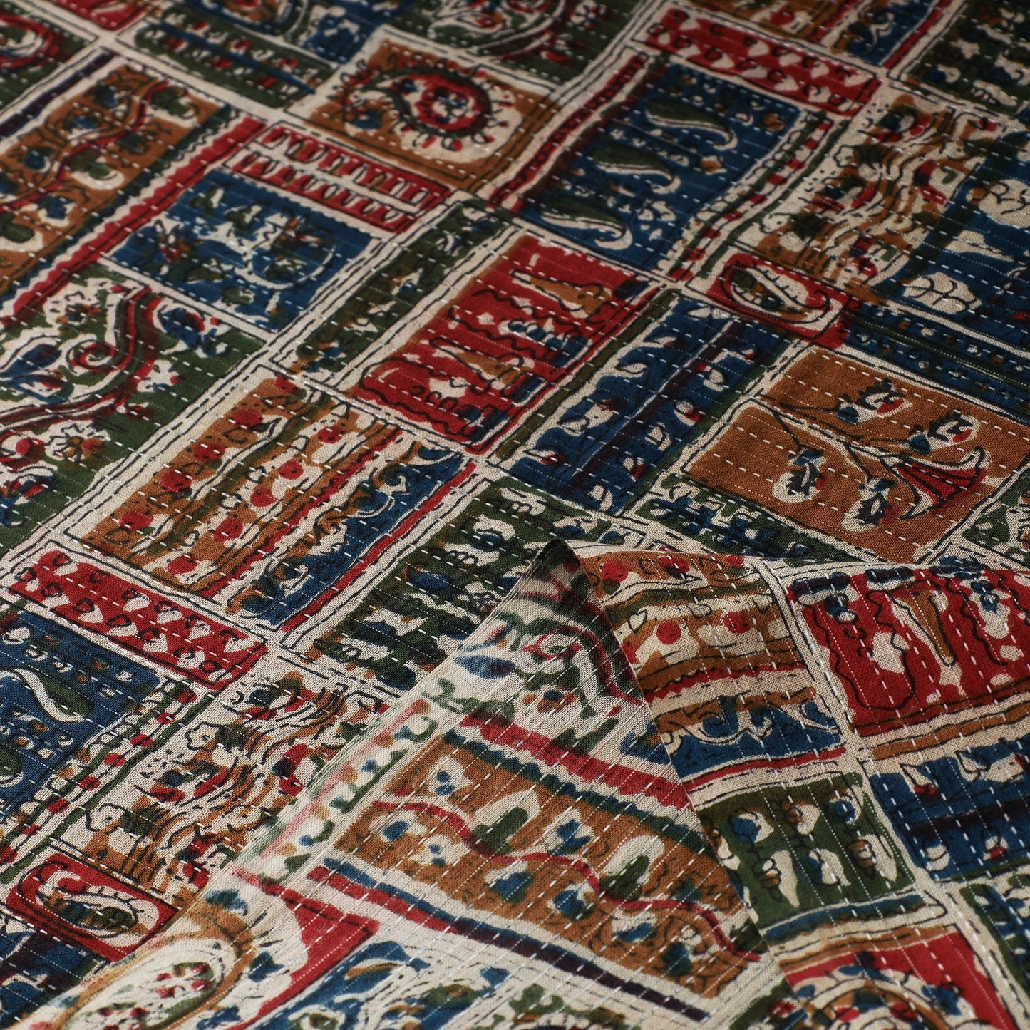Buy Kantha Stitch Cotton Jaipur Print Fabric Online