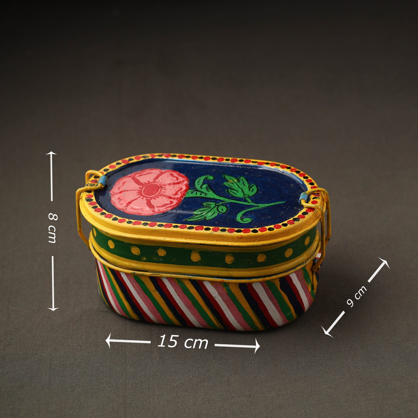 Buy Kavad Handpainted Stainless Steel 2 Tier Capsule Shape Lunch Box (6 X 4 in) 05 Online at iTokri.com