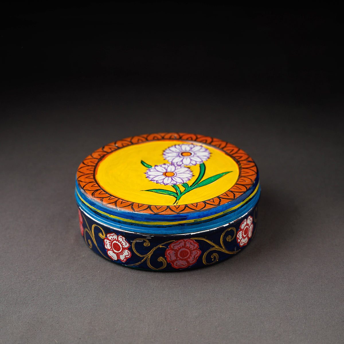 Multicolor Kavad Handpainted Stainless Steel Masala Box