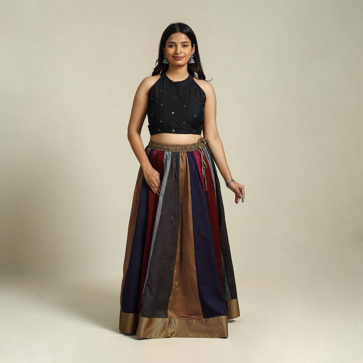 Multicolor Khun Patchwork 24 Kali Cotton Long Skirt