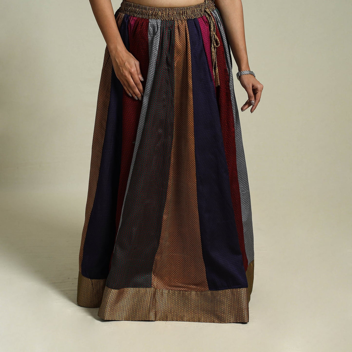 Multicolor Khun Patchwork 24 Kali Cotton Long Skirt