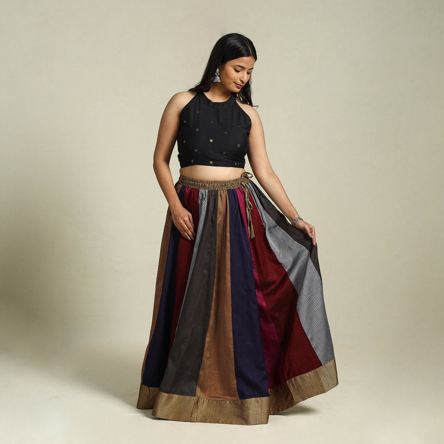 Multicolor Khun Patchwork 24 Kali Cotton Long Skirt