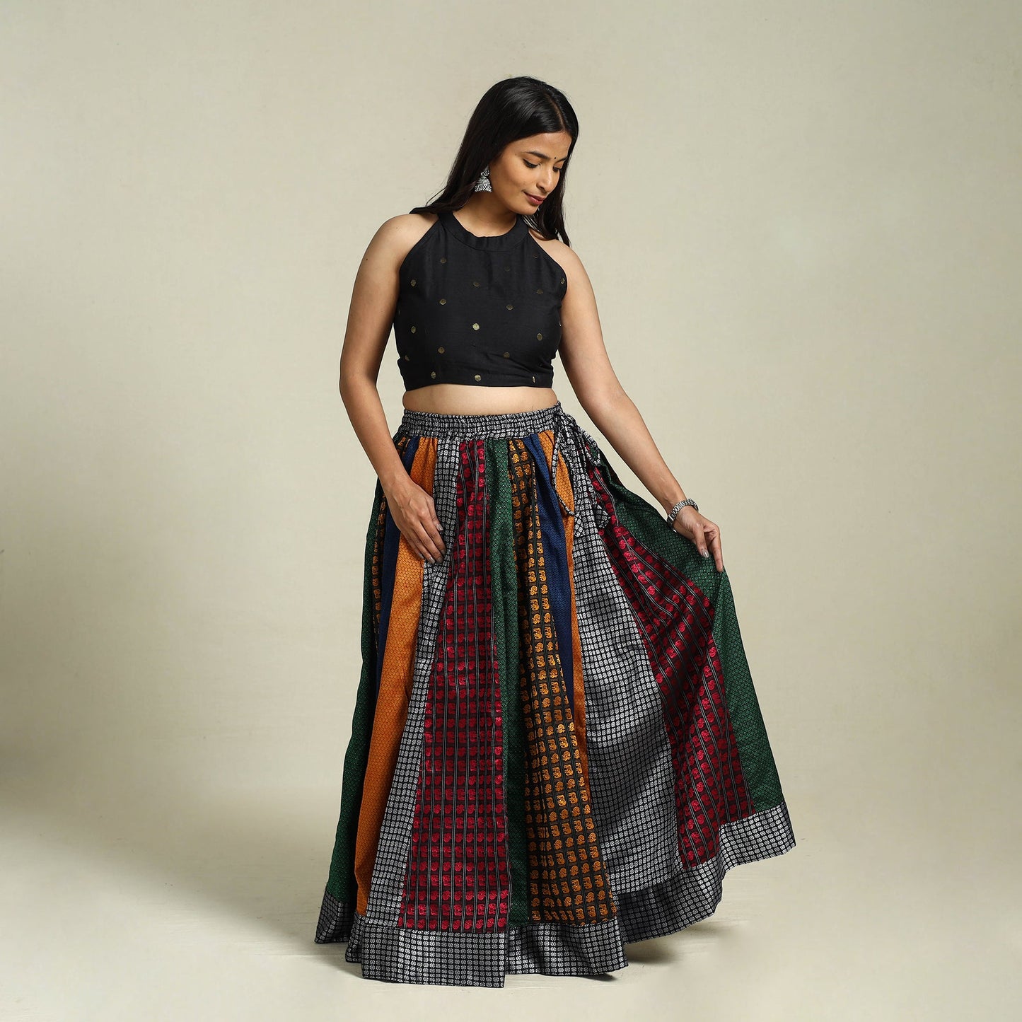 Buy Multicolor Khun Patchwork 24 Kali Cotton Long Skirt