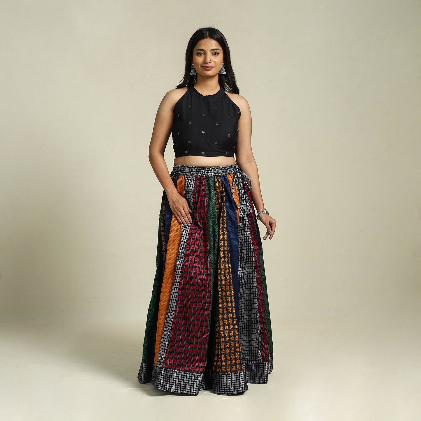 Buy Multicolor Khun Patchwork 24 Kali Cotton Long Skirt