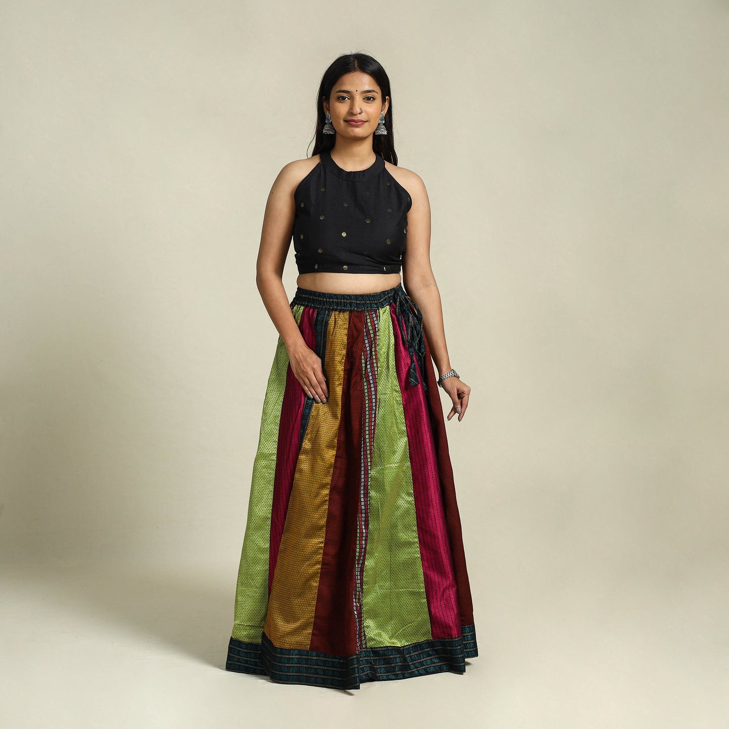 Multicolor Khun Patchwork 24 Kali Cotton Long Skirt