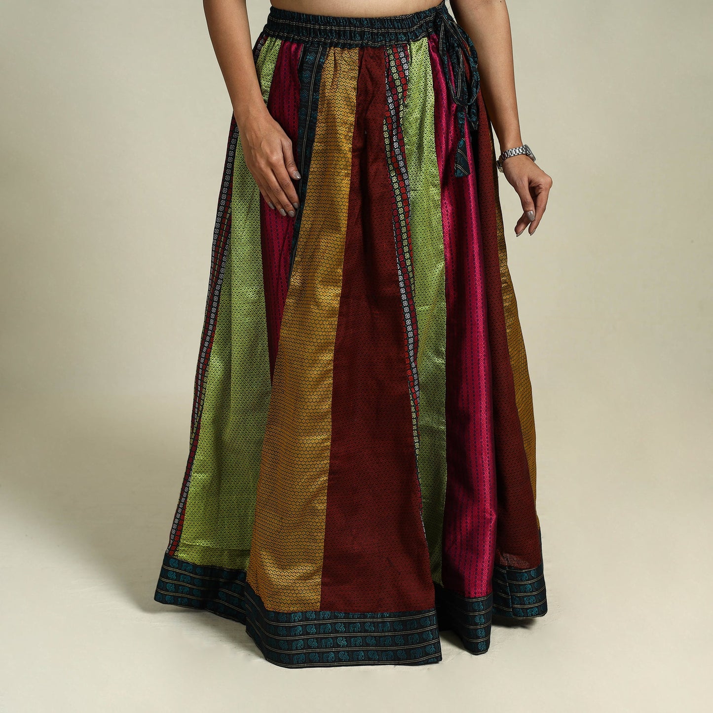 Multicolor Khun Patchwork 24 Kali Cotton Long Skirt