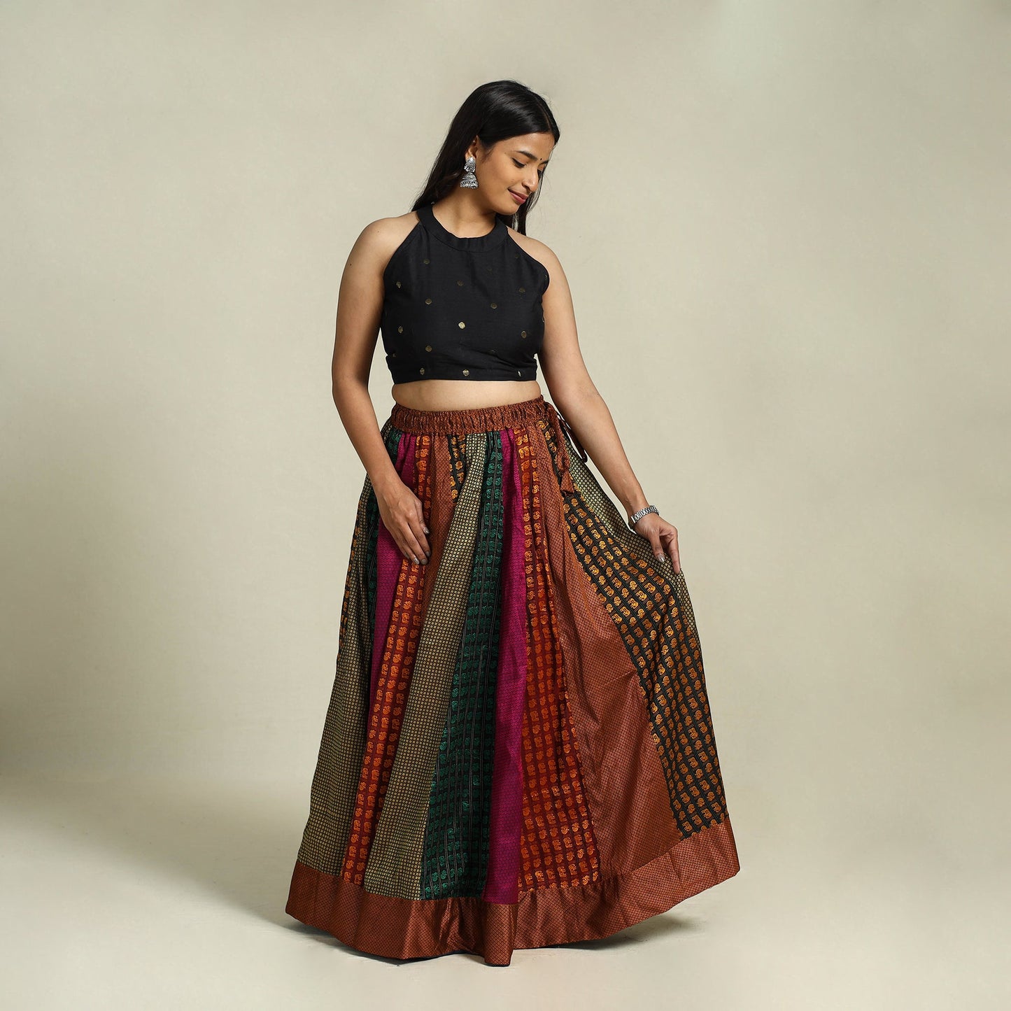 Buy Multicolor Khun Patchwork 24 Kali Cotton Long Skirt