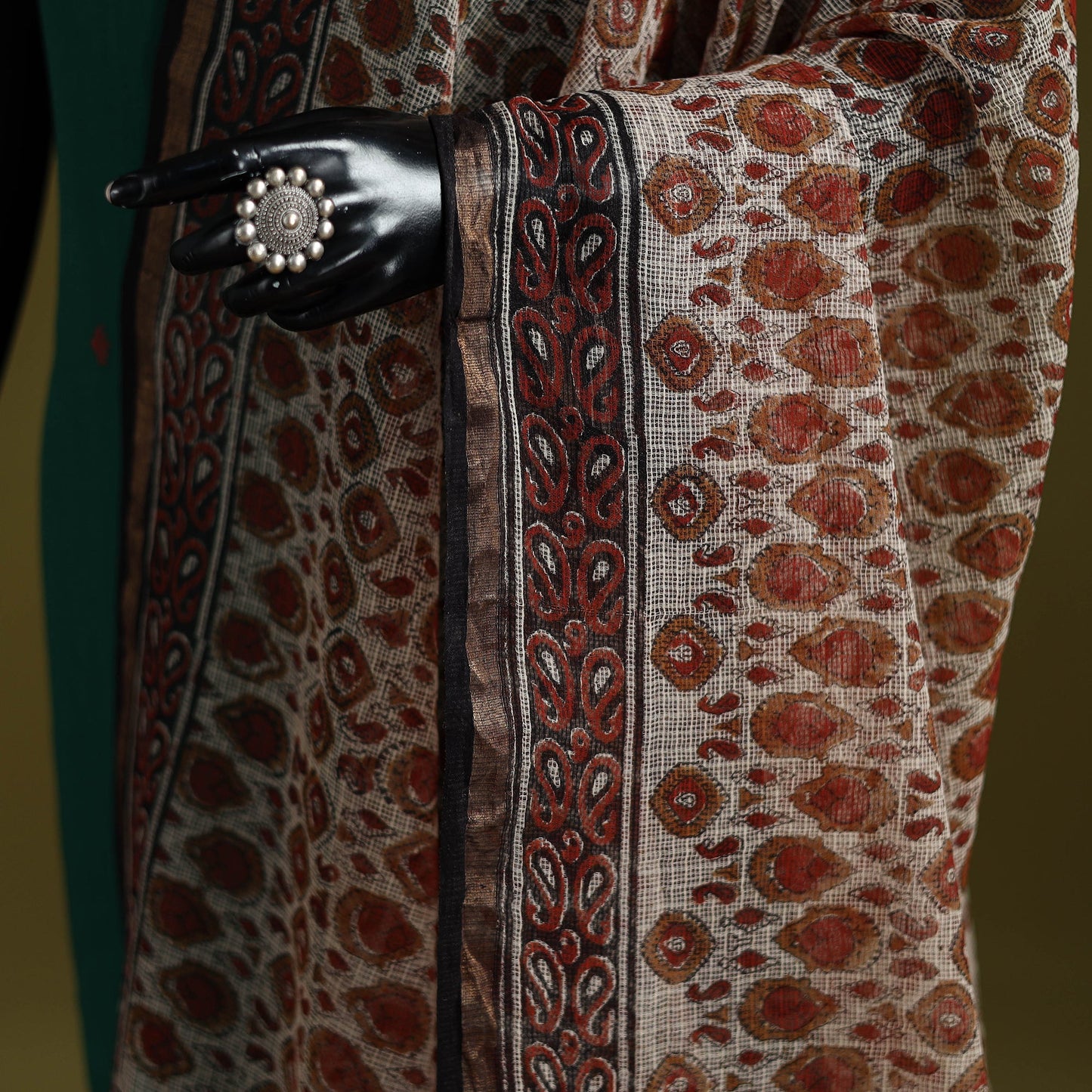 Multicolor - kota doria cotton hand bagru dupatta 15