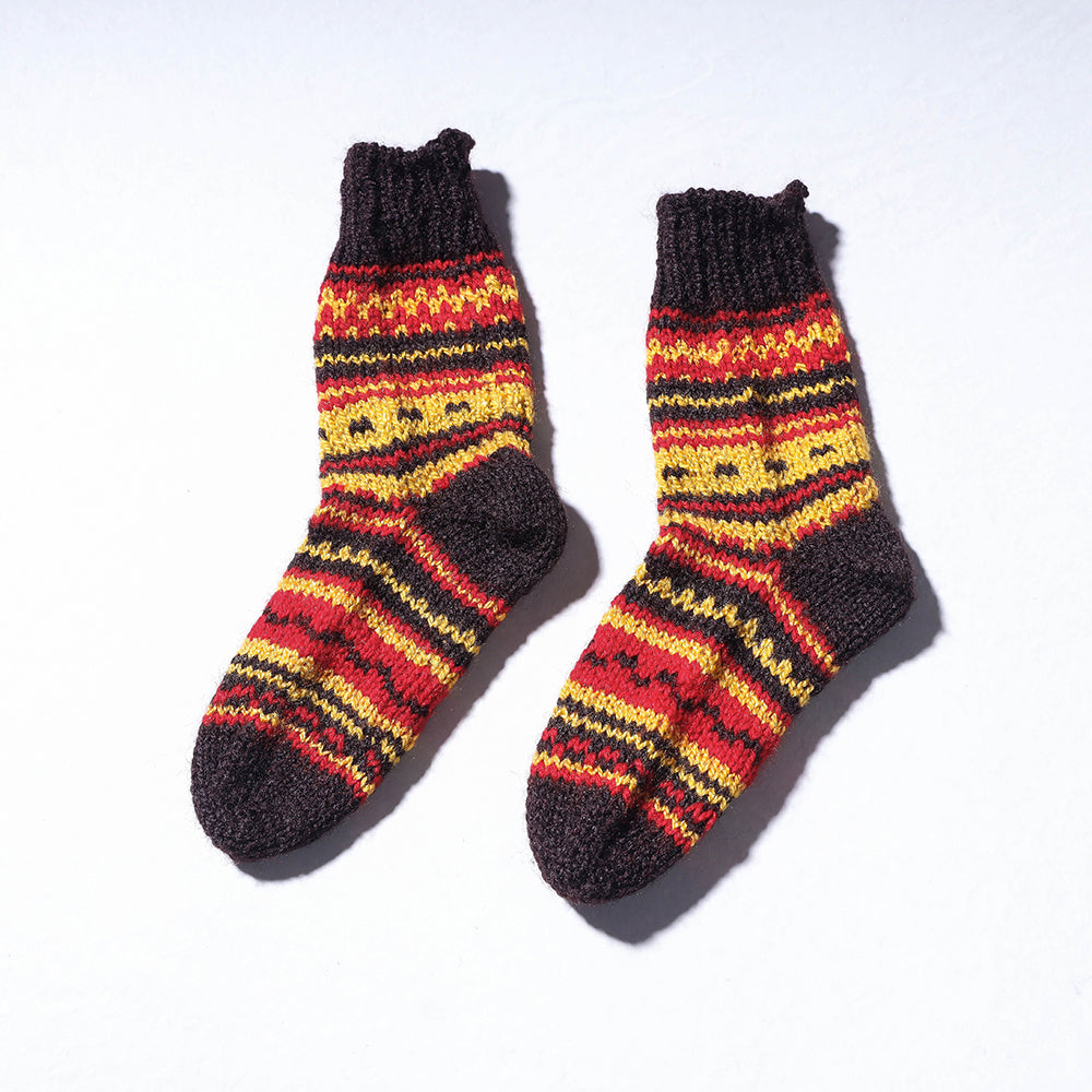 Multicolor Kumaun Hand Knitted Woolen Socks - Kids