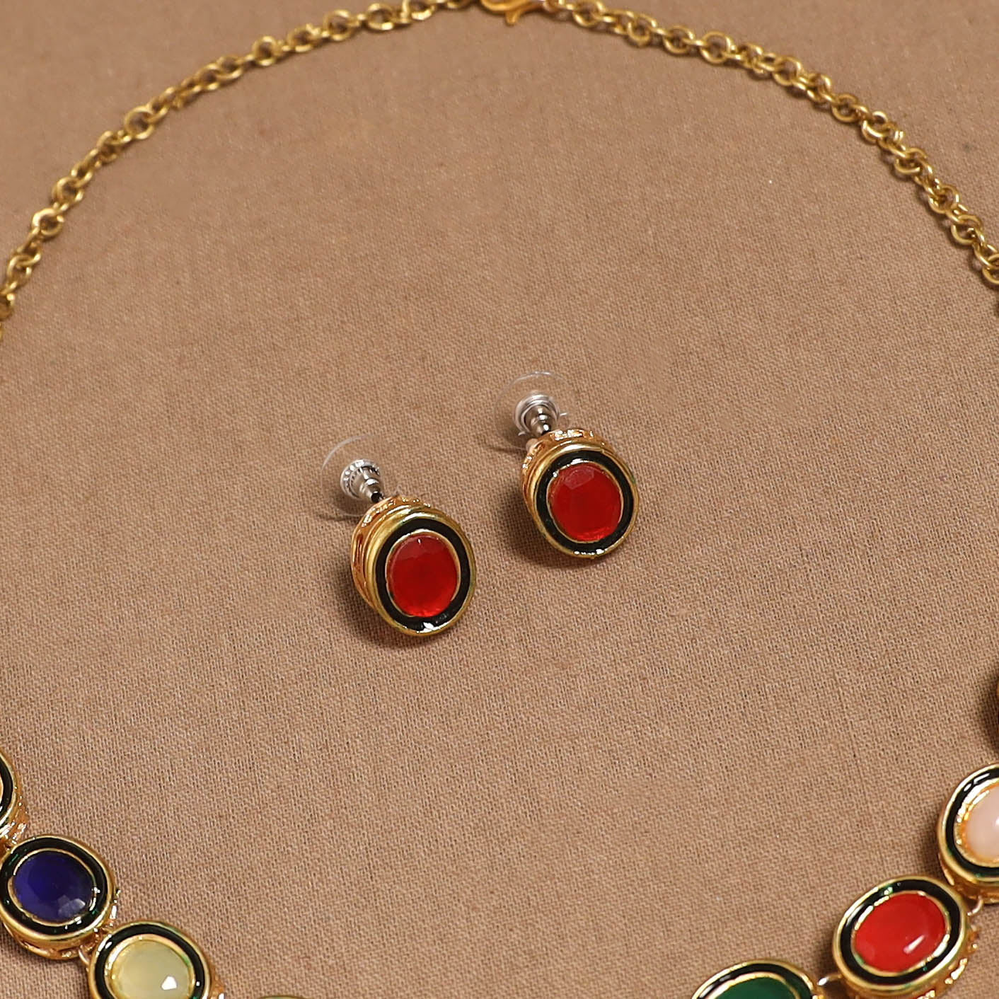 Kundan work necklace set 74 - handcrafted