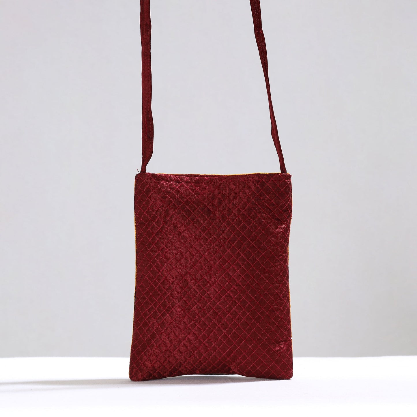 Multicolor Kutch Abhla Hand Embroidery Mashru Silk Sling Bag