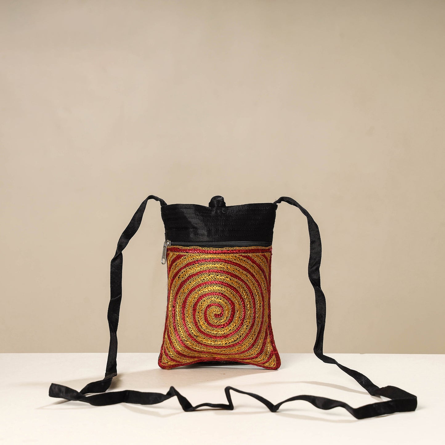 Multicolor - kutch ahir embroidery mashru silk sling bag