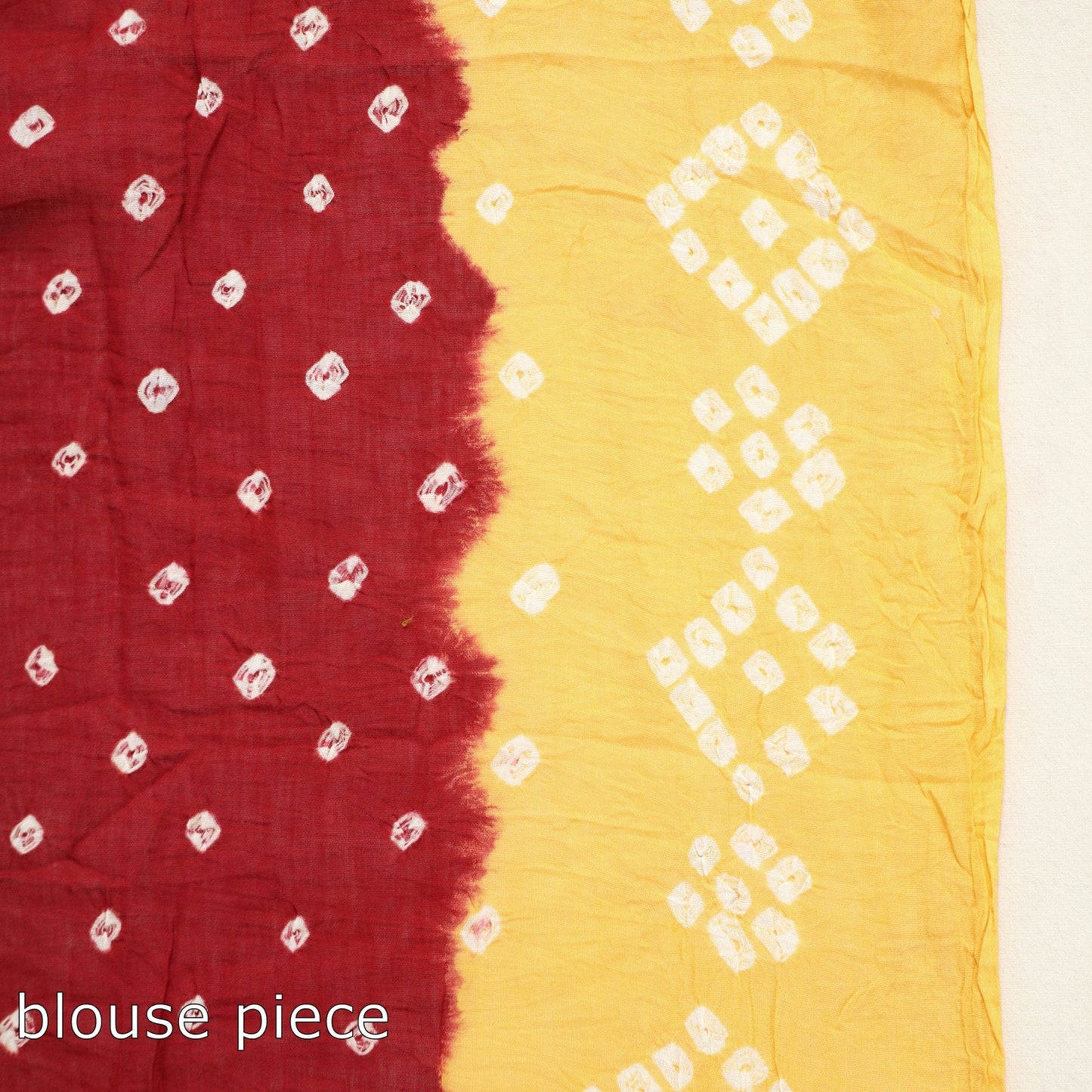 Red Kutch Bandhani Tie-Dye Cotton Saree with Blouse Piece