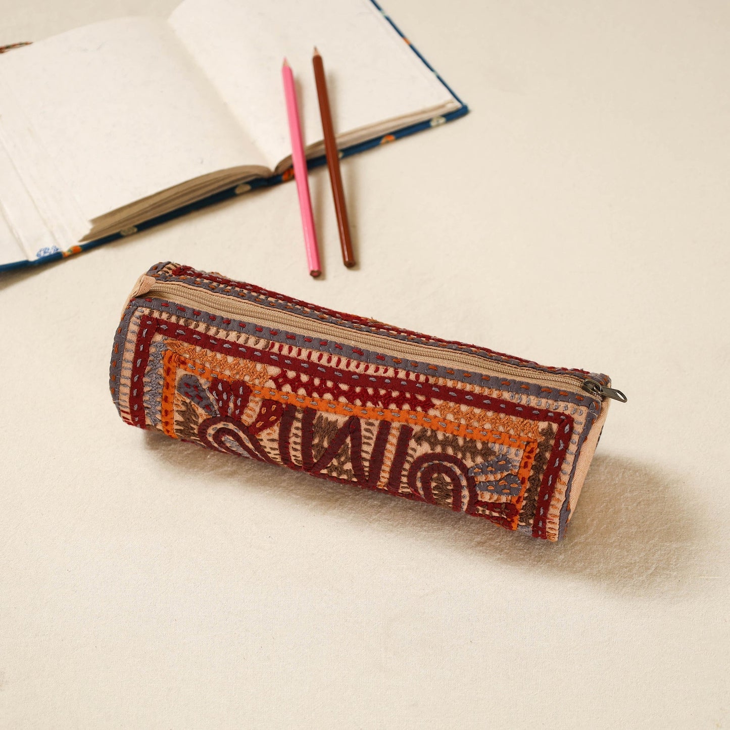 Kutch dhebariya hand embroidered pencil pouch 160