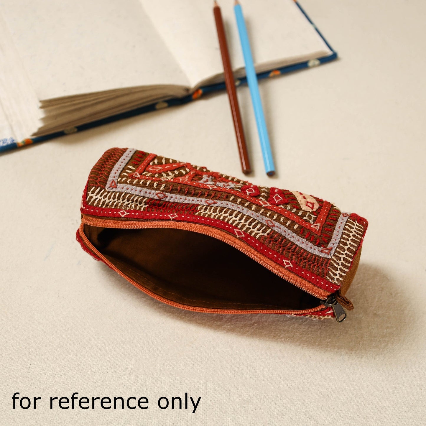 Kutch dhebariya hand embroidered pencil pouch 163