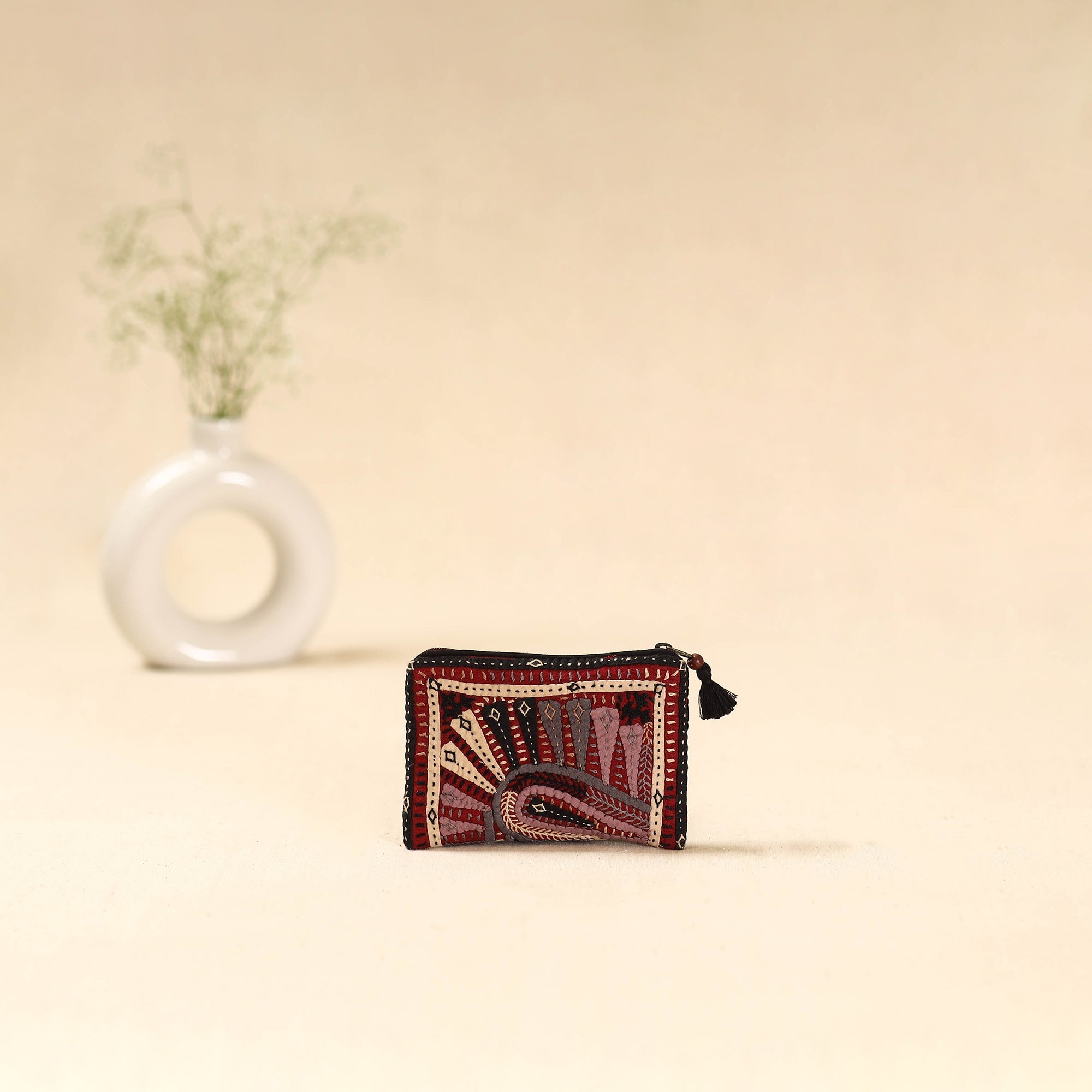 Kutch Dhebariya Hand Embroidery Cotton Pencil Pouch