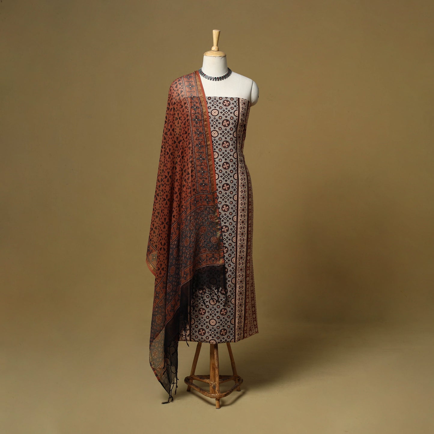 Kutch hand natural dyed 3pc unstitched dress material 09