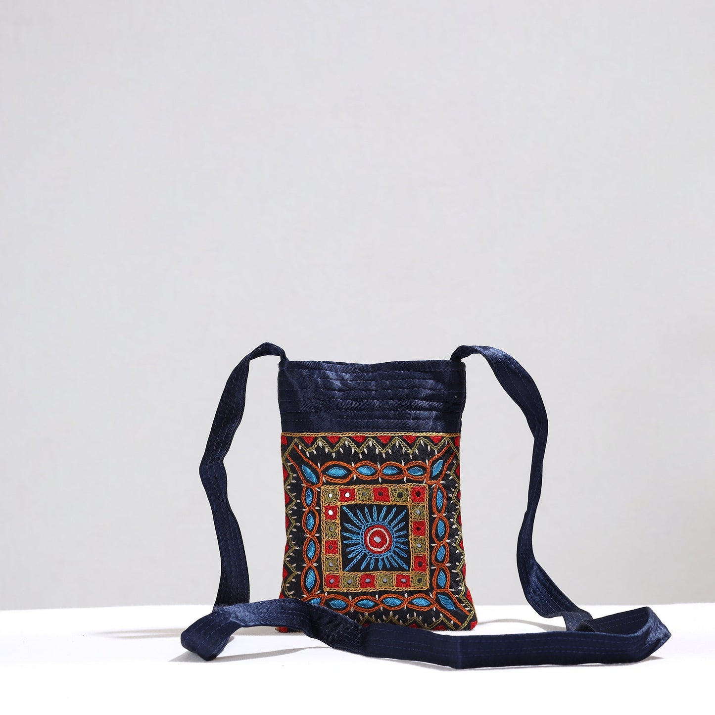Multicolor Kutch Pakko Hand Embroidery Mashru Silk Sling Bag
