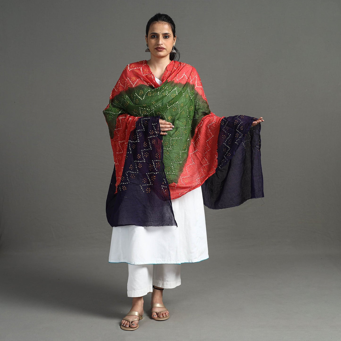Multicolor - Kutch Tie-Dye Cotton Bandhani Dupatta 13
