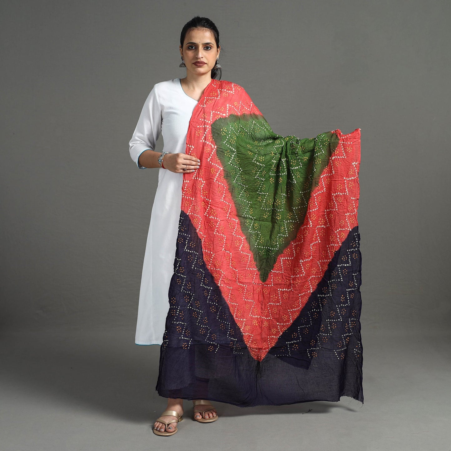 Multicolor - Kutch Tie-Dye Cotton Bandhani Dupatta 13
