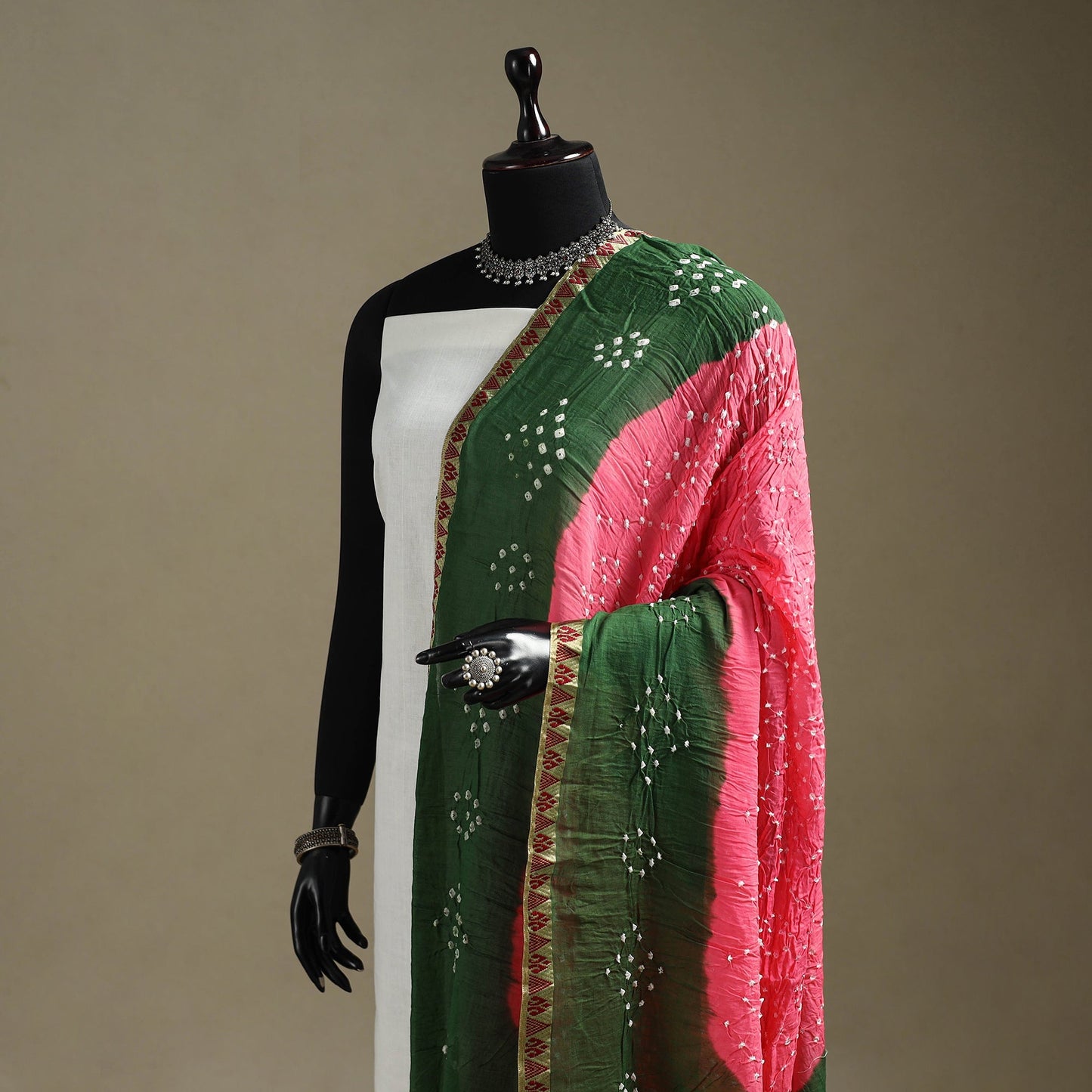 Kutch tie-dye cotton bandhani dupatta with border 49