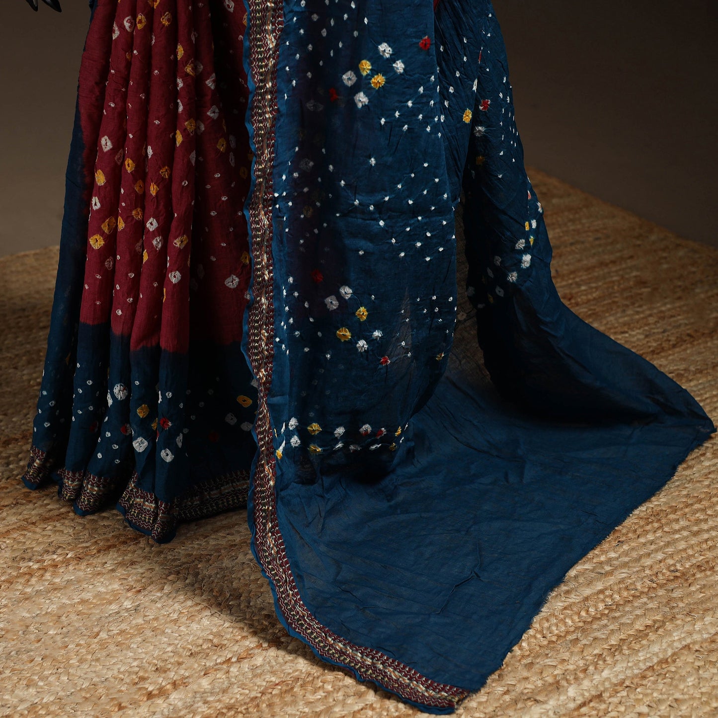 Multicolor - kutch tie-dye cotton bandhani saree