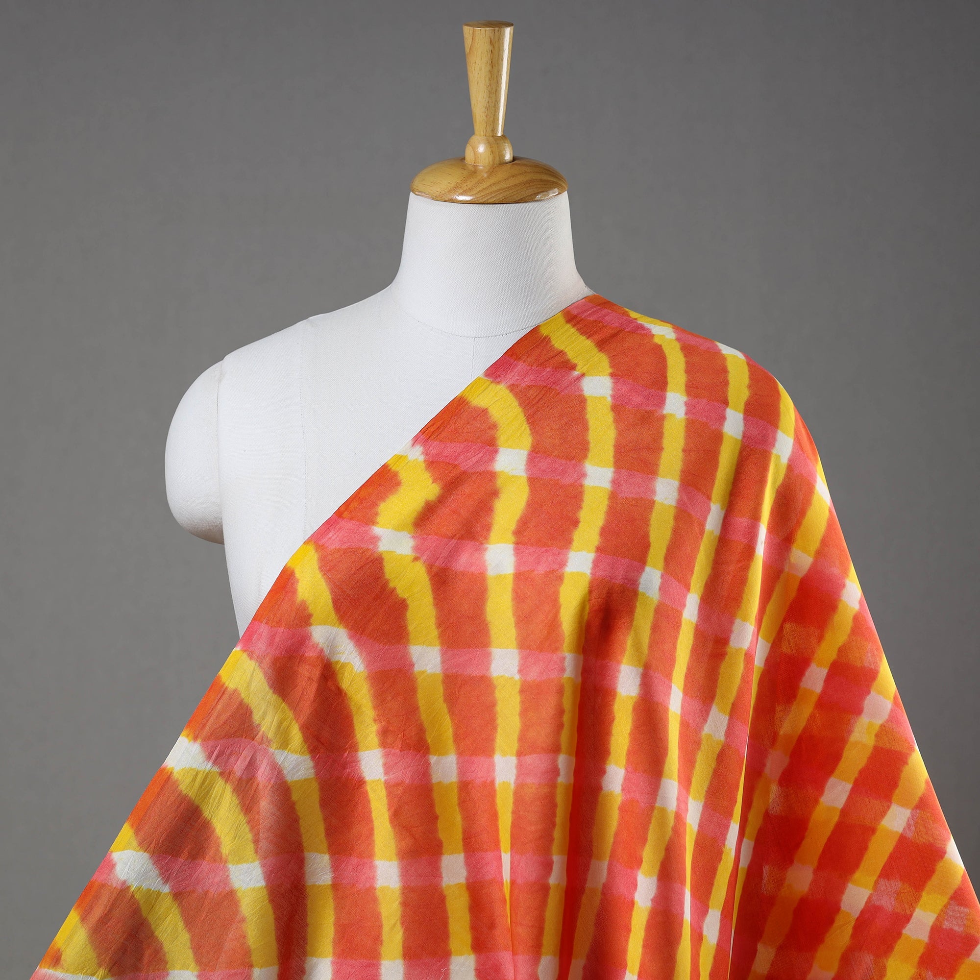 Yellow - Leheriya Tie-Dye Mothra Chanderi Silk Dupatta with Tassels
