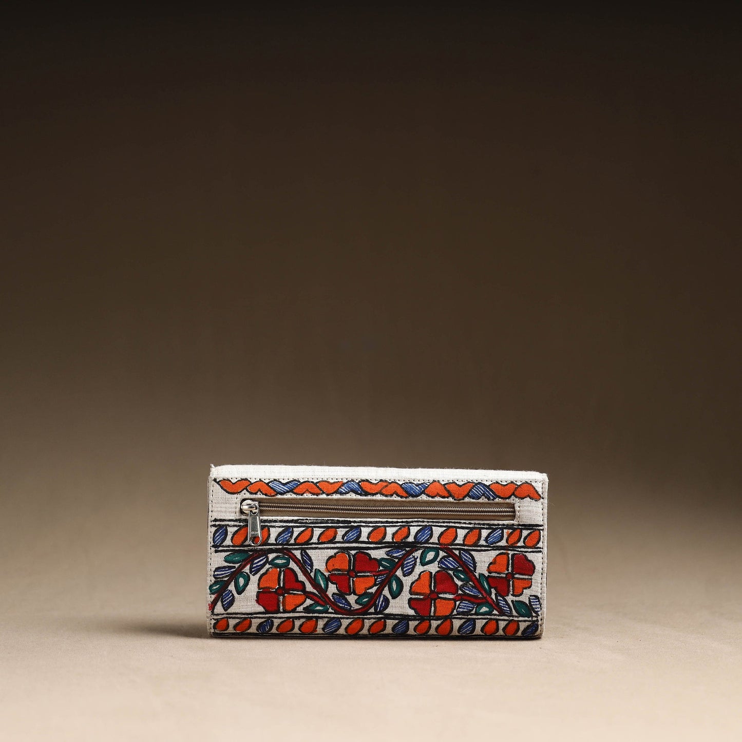 Multicolor Jute Cotton Madhubani Handpainted Clutch Bag