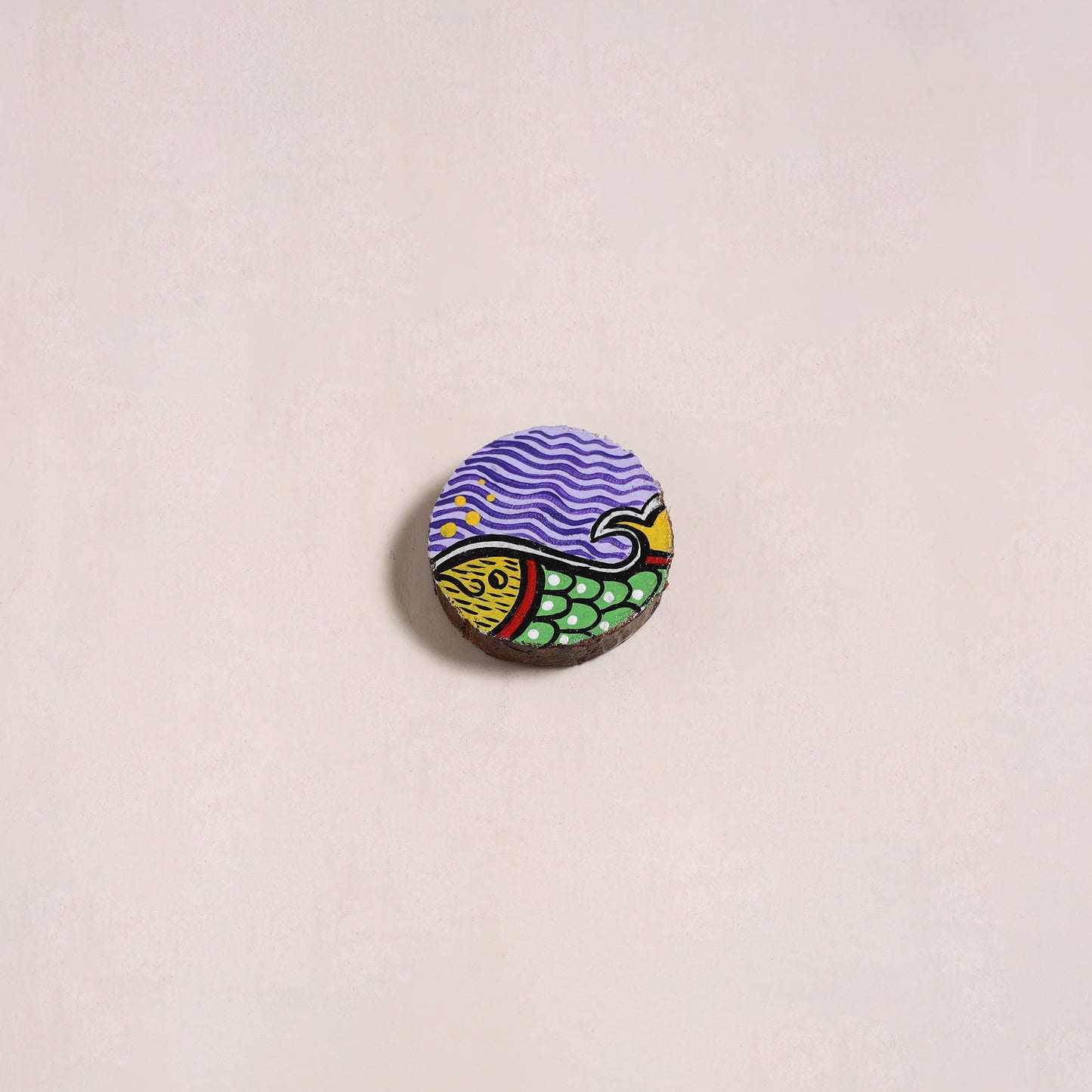 Madhubani handpainted wooden fridge magnet 30 - handcrafted