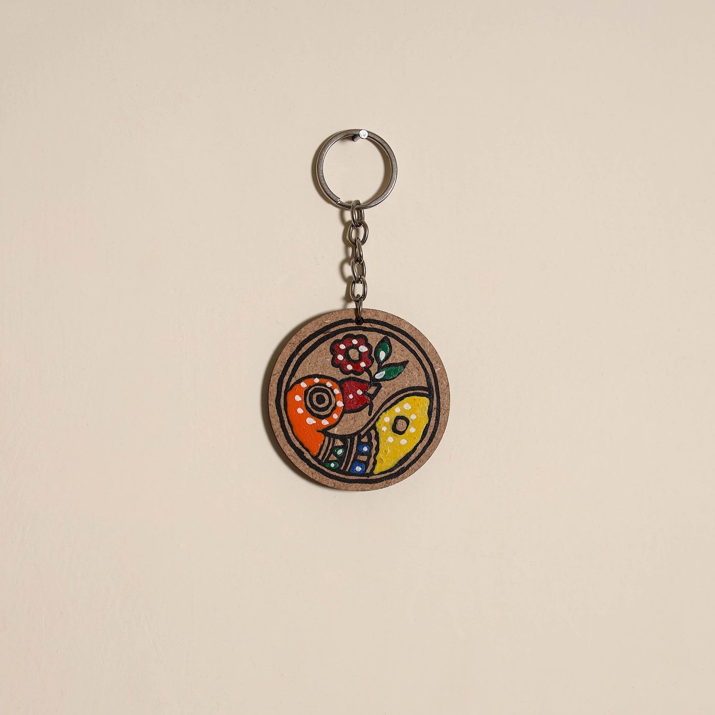 Madhubani handpainted wooden keychain 03 - handcrafted
