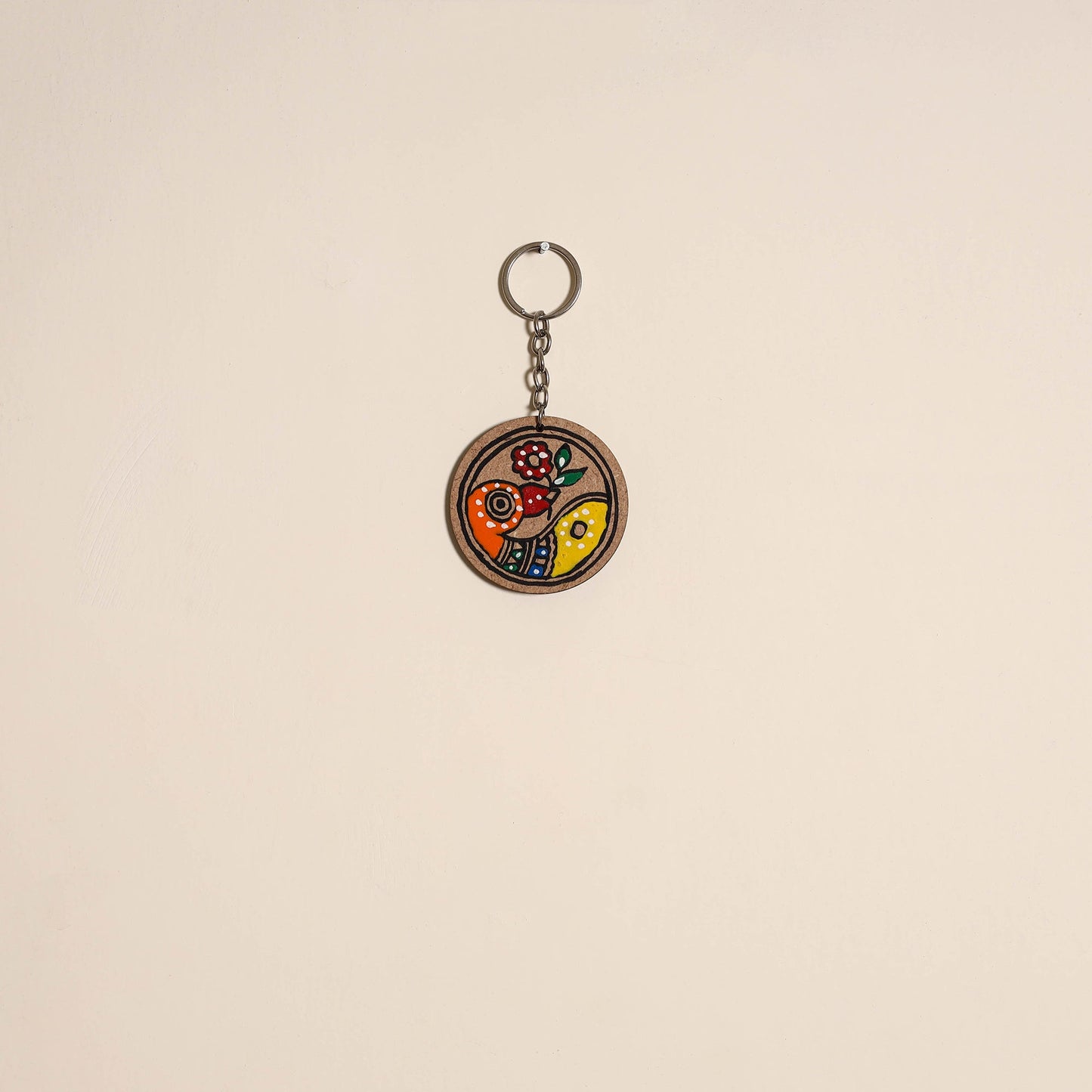 Madhubani handpainted wooden keychain 03 - handcrafted
