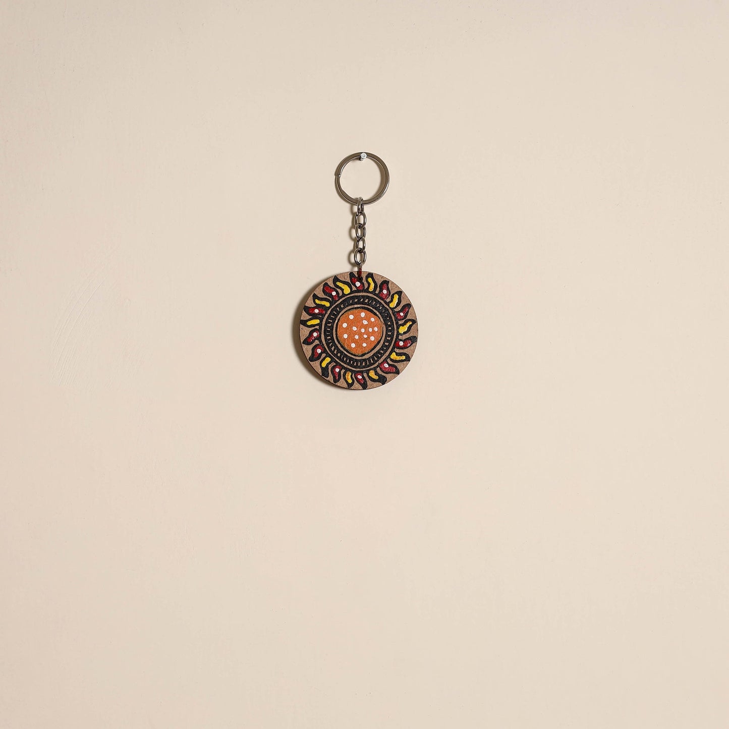 Madhubani handpainted wooden keychain 04 - handcrafted