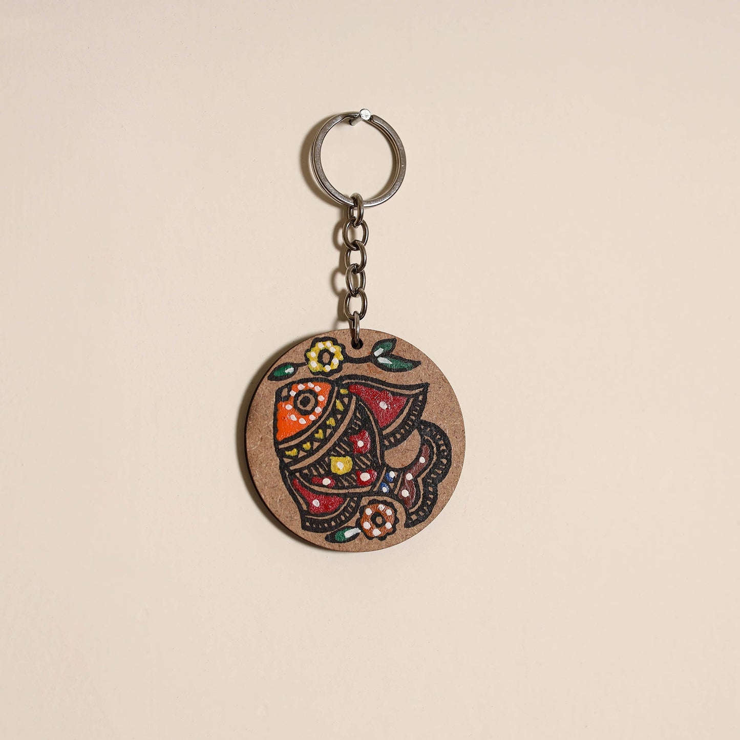 Madhubani handpainted wooden keychain 17 - handcrafted