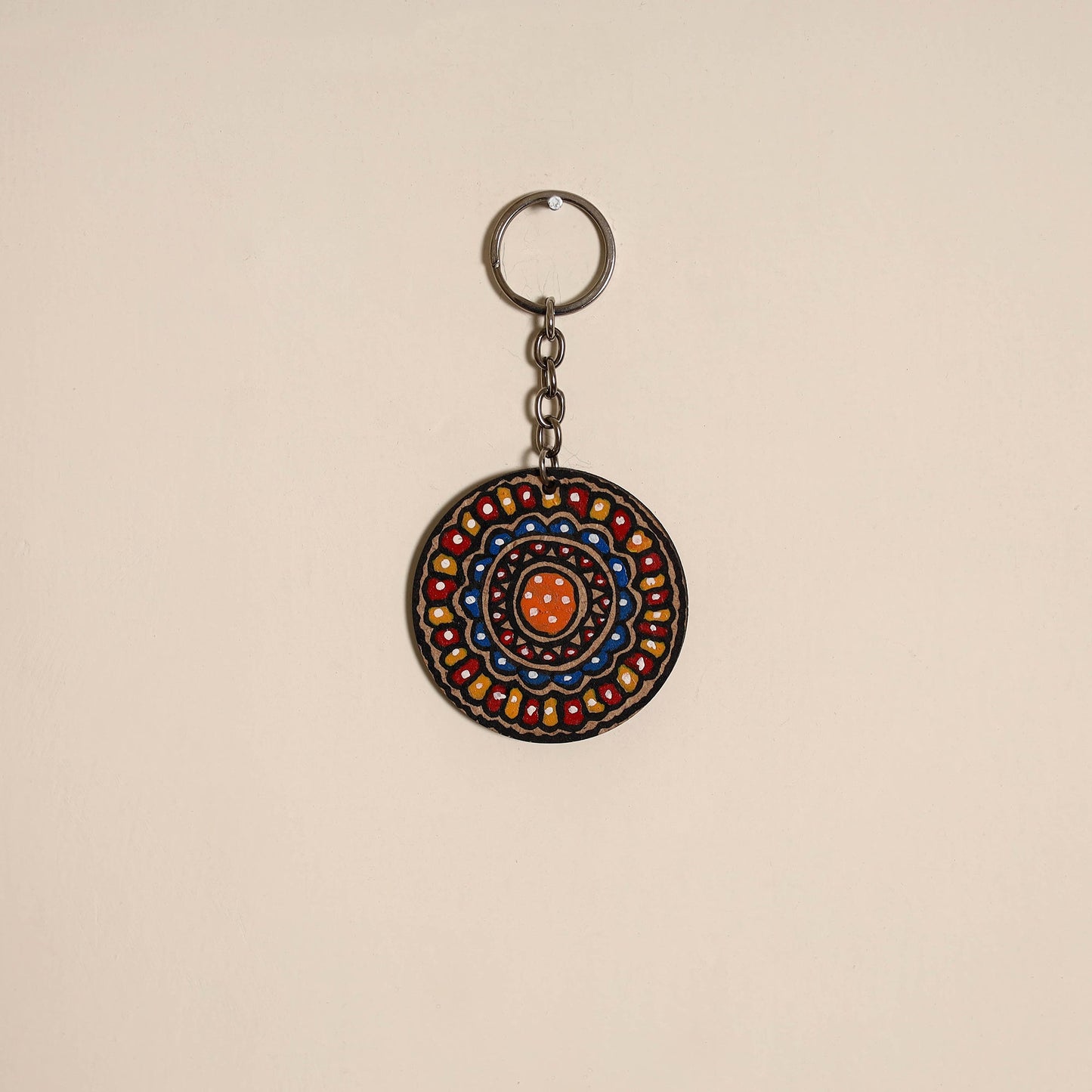 Madhubani handpainted wooden keychain 33 - handcrafted