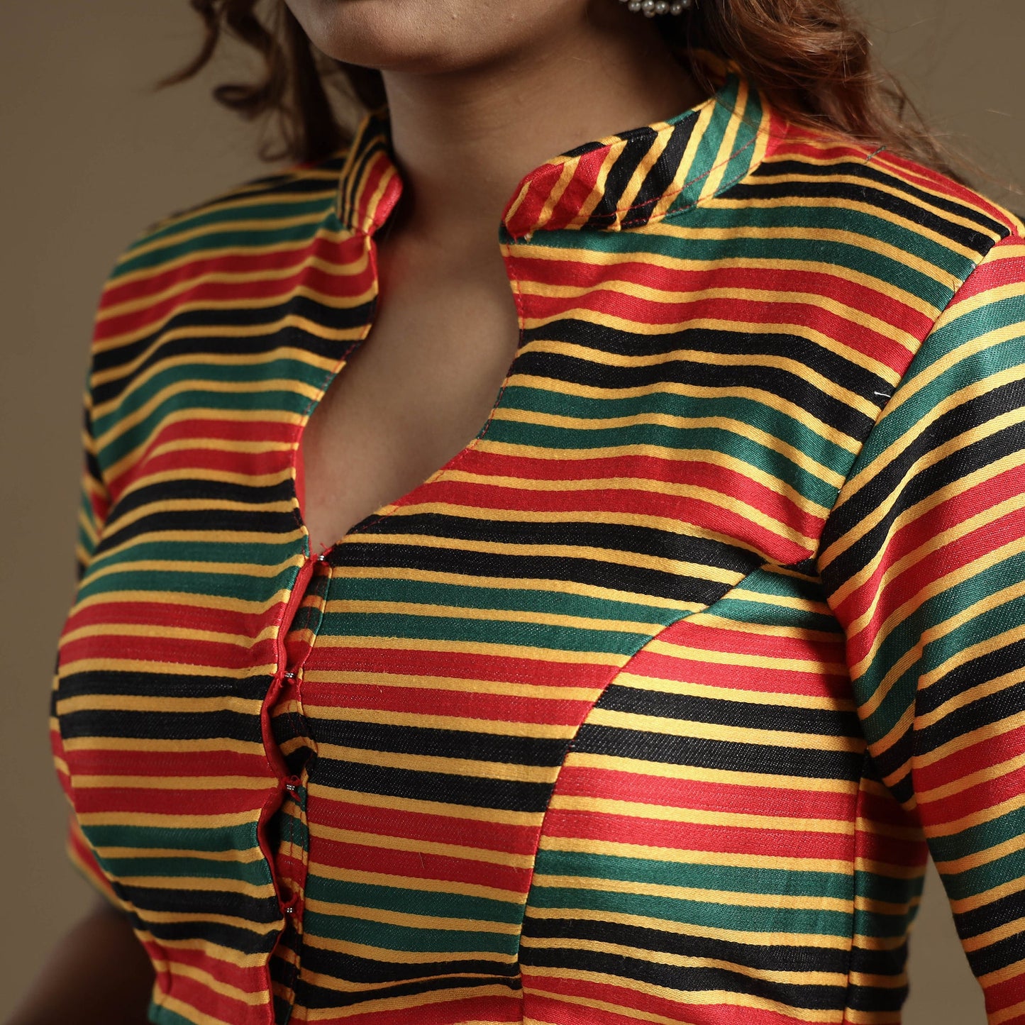 Buy Mashru Weave Pure Handloom Silk Stitched Blouse