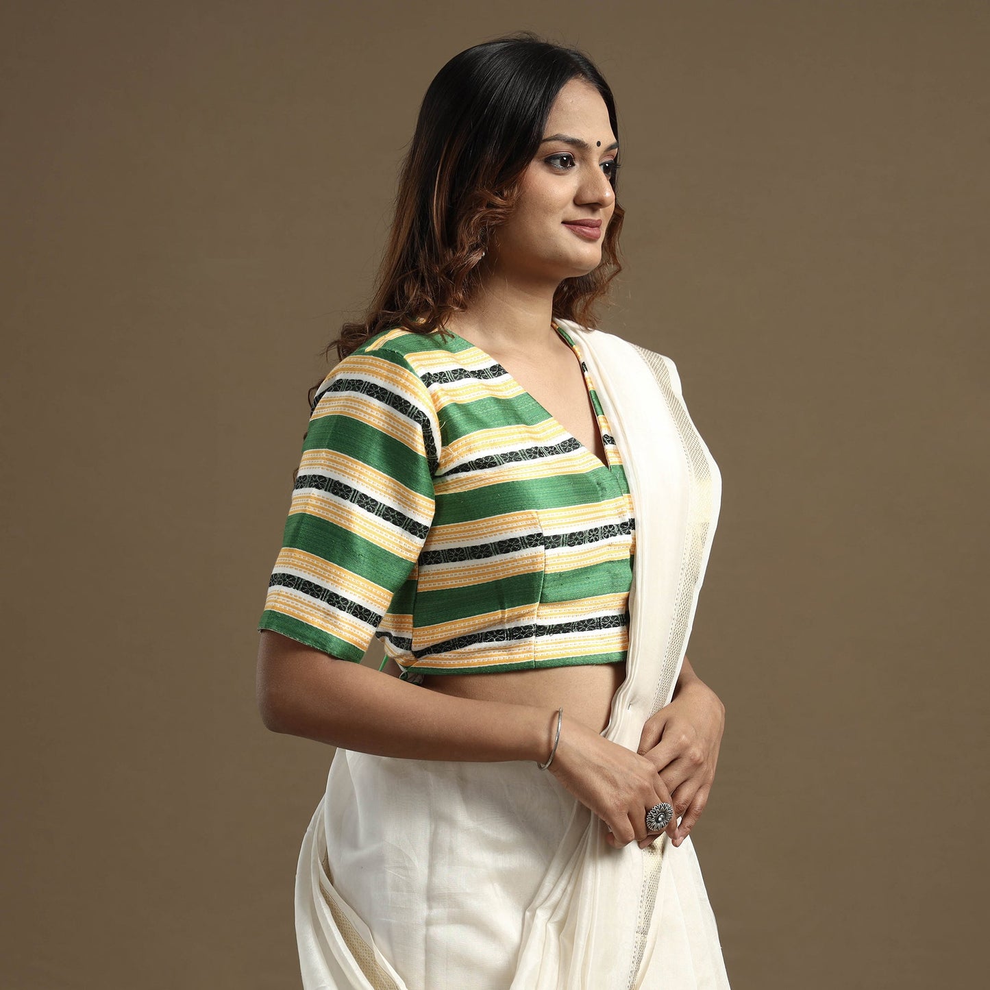 Buy Mashru Weave Pure Handloom Silk Stitched Blouse