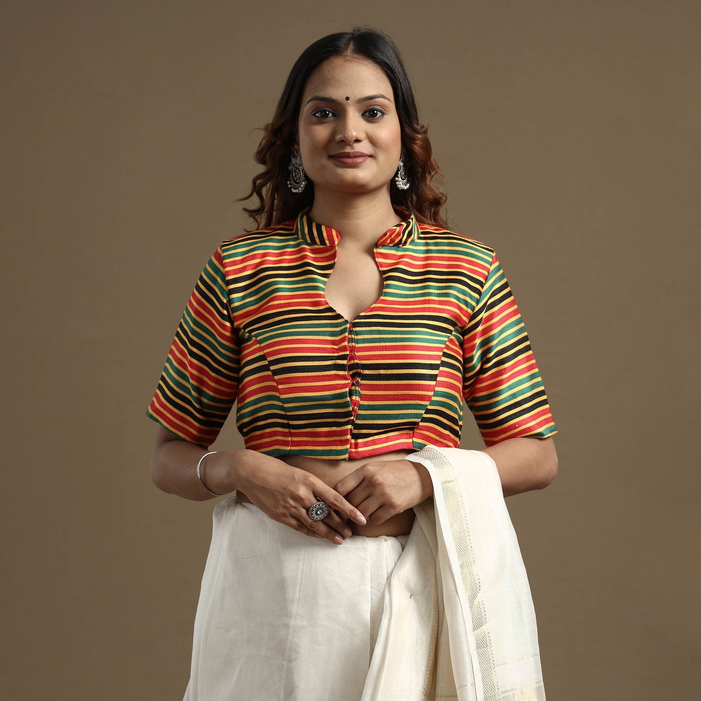 Buy Mashru Weave Pure Handloom Silk Stitched Blouse