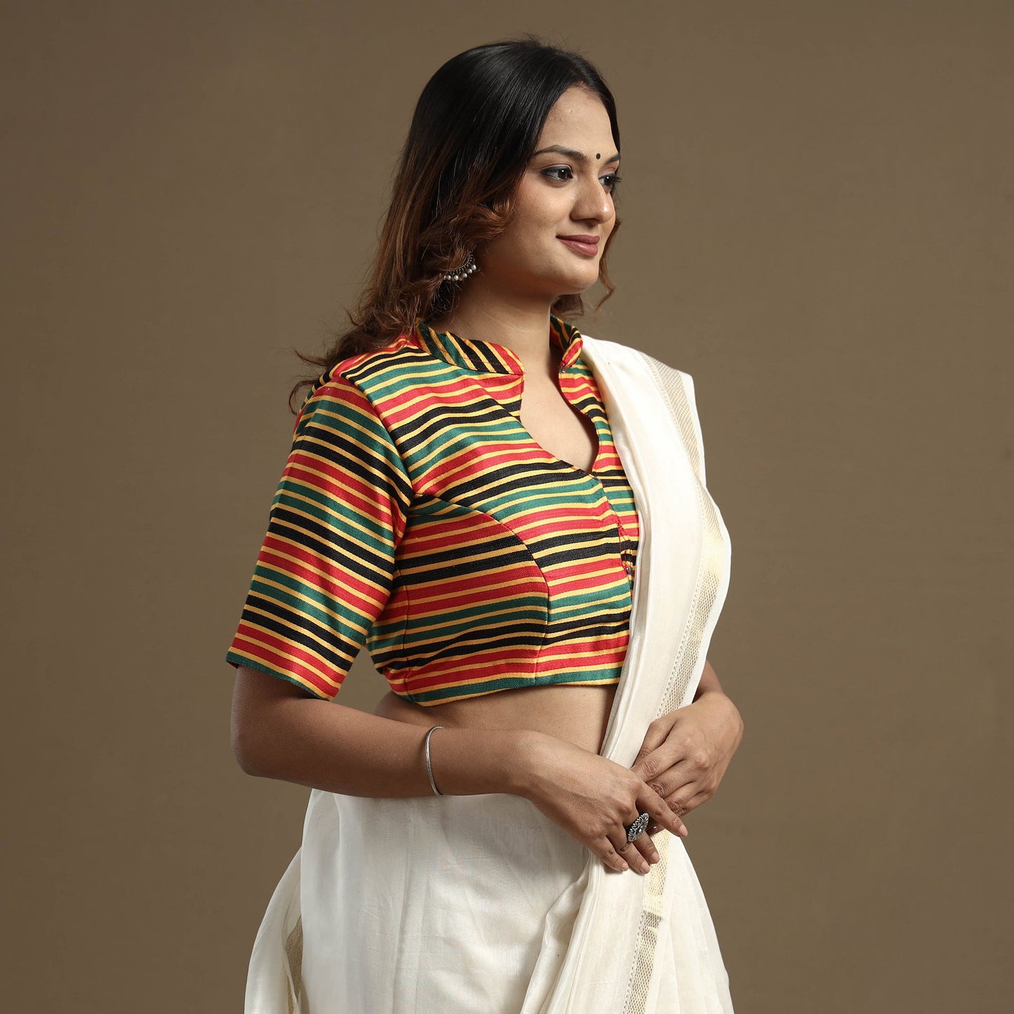 Buy Mashru Weave Pure Handloom Silk Stitched Blouse