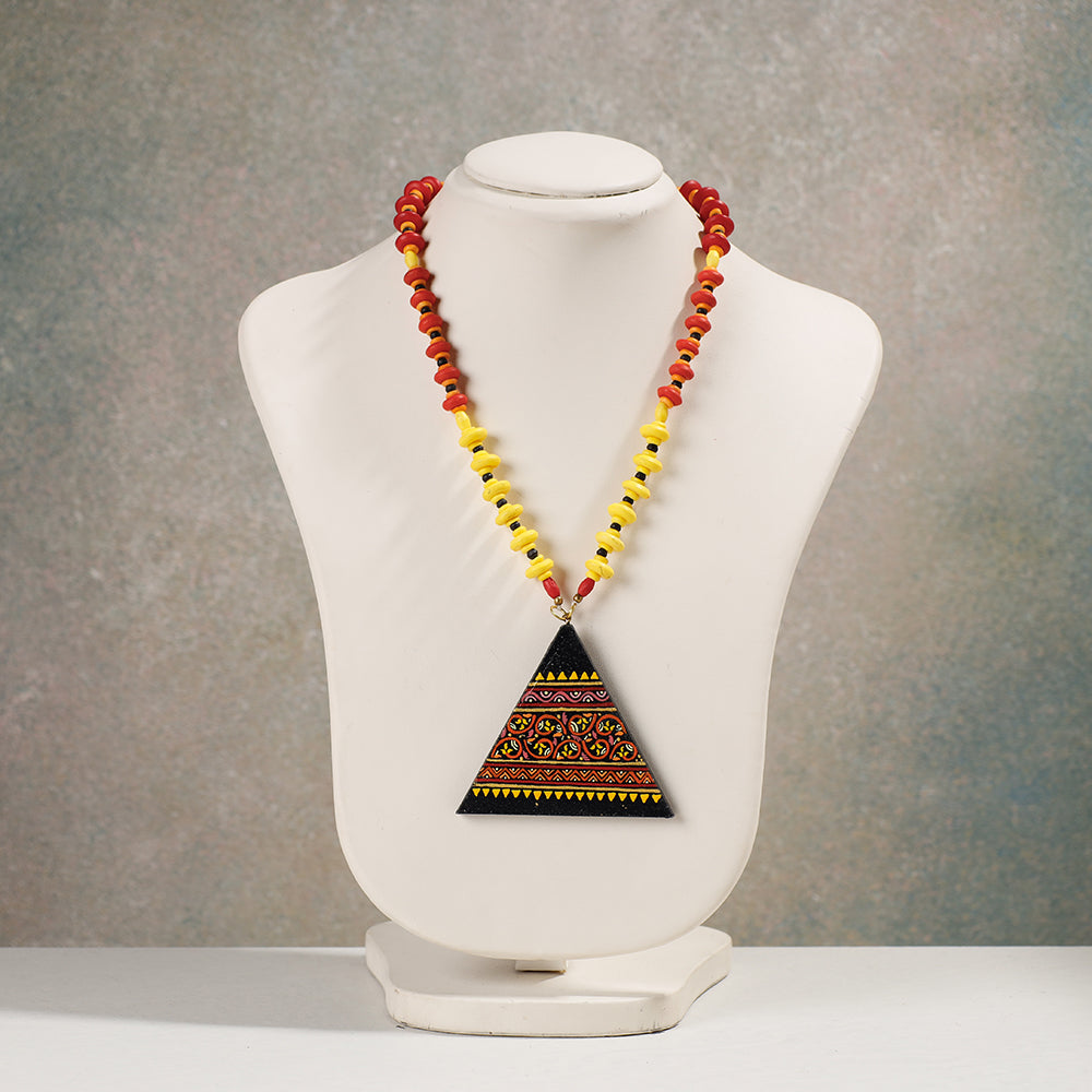 Miniature Handpainted Wooden Necklace With Beads