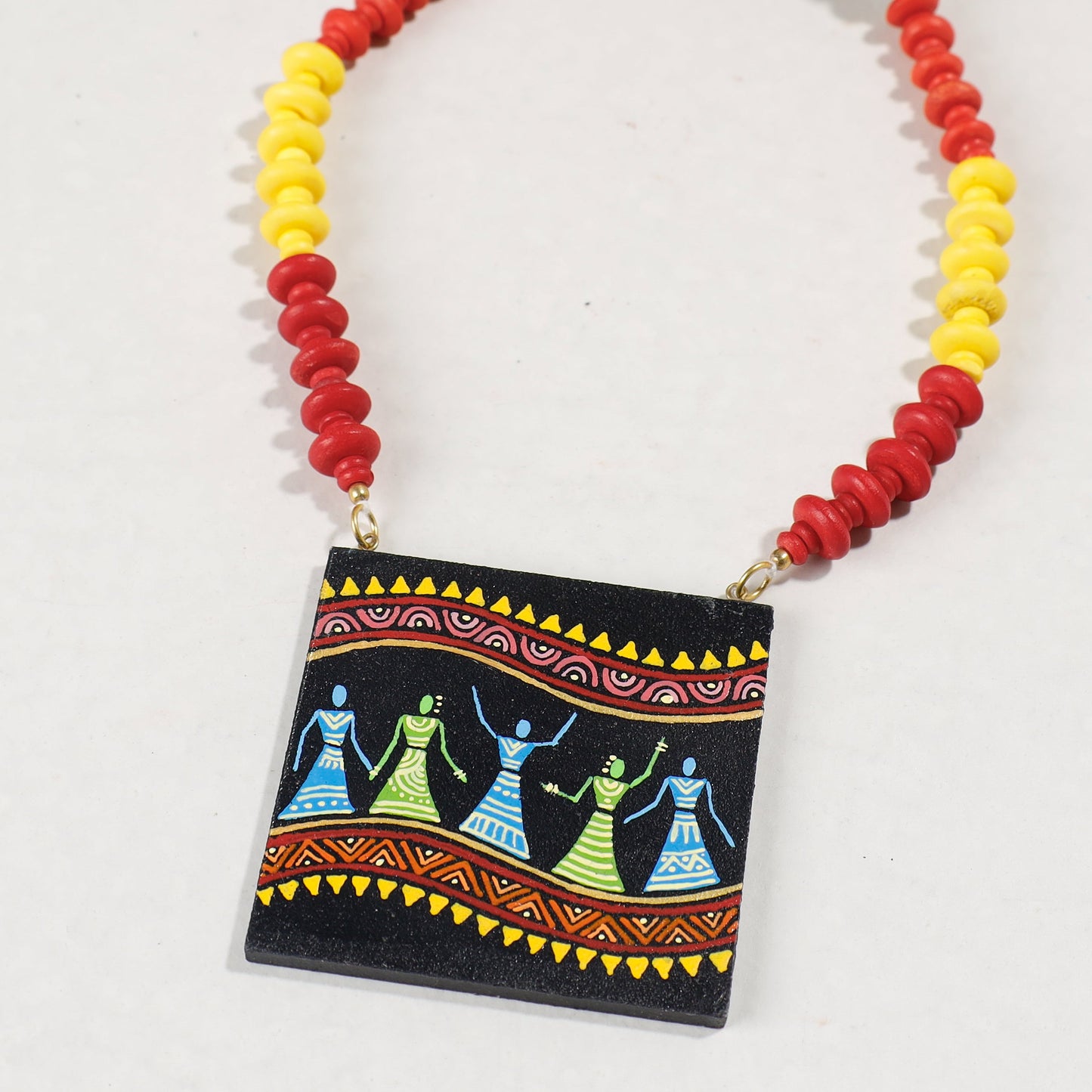 Miniature Handpainted Wooden Necklace With Beads