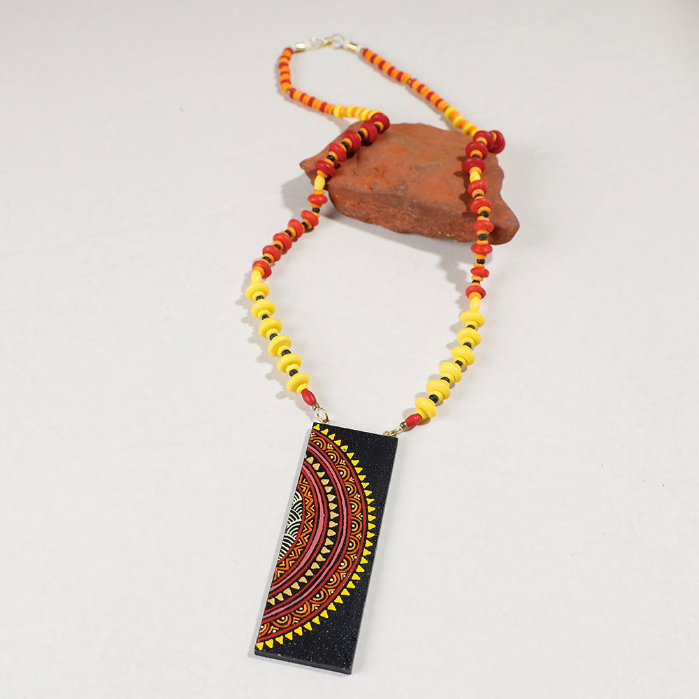 Miniature Handpainted Wooden Necklace With Beads