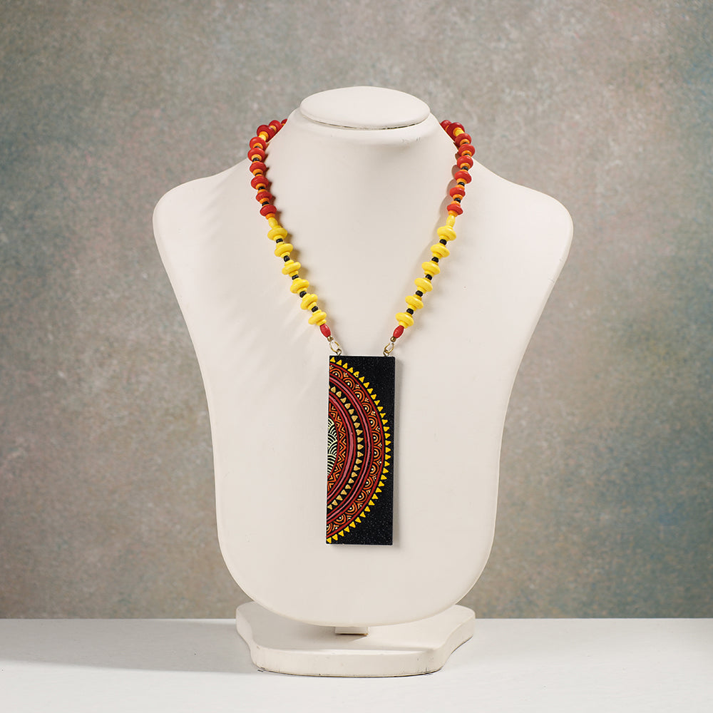 Miniature Handpainted Wooden Necklace With Beads