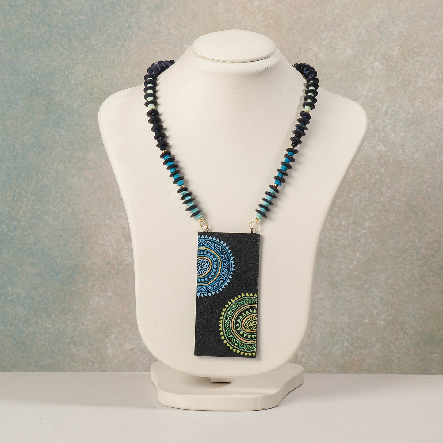 Miniature Hand-painted Wooden Necklace With Beads
