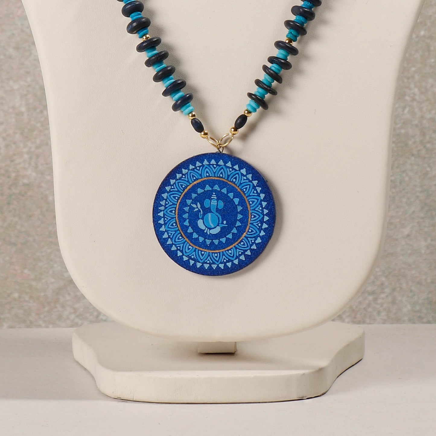 Miniature Hand-painted Wooden Necklace With Beads